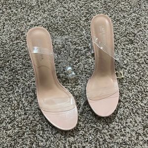 Clear open toe heels